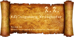 Königsberg Krisztofer névjegykártya